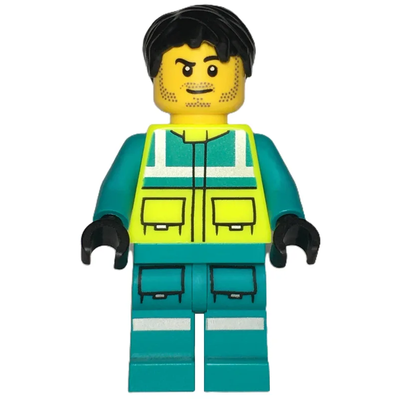 Paramedic, Vibrant Yellow Safety Vest, Dark T… — minifigurine LEGO | Brick Broker