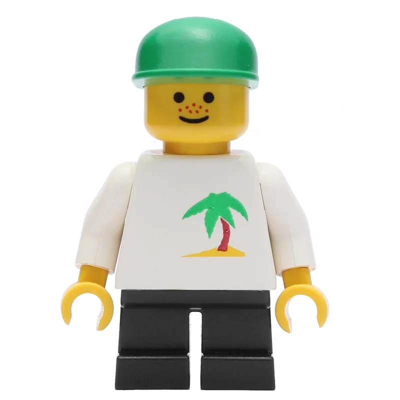 Kid - White Torso, Green Legs, Green Cap — minifigurine LEGO | Brick Broker