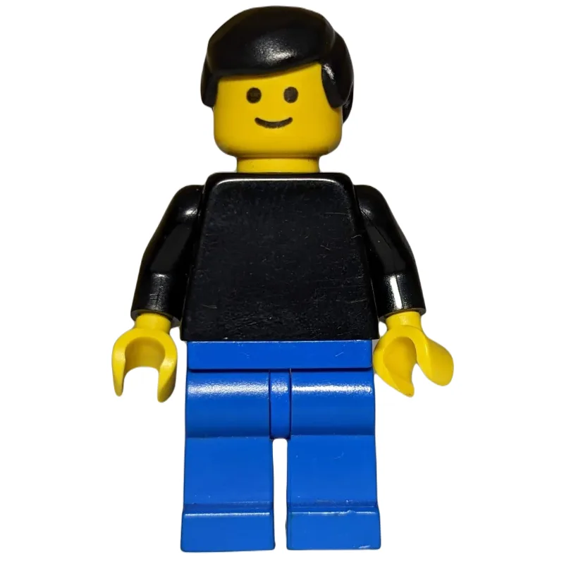 Man - Black Torso, Blue Pants, Black hair — minifigurine LEGO | Brick Broker