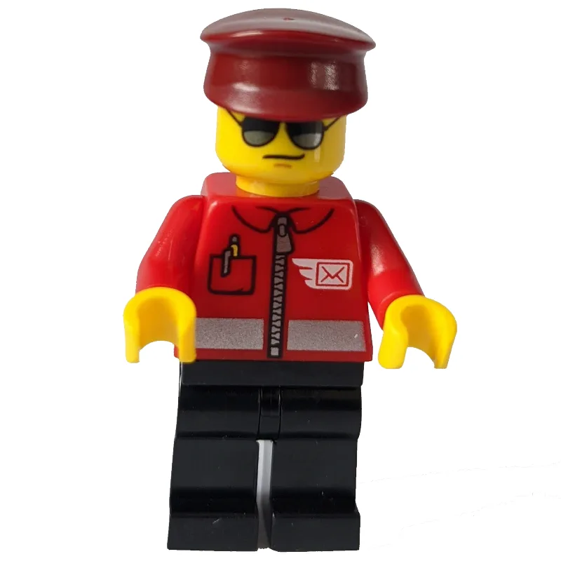 Postal Worker, Red Jacket with Winged Letter… — minifigurine LEGO | Brick Broker