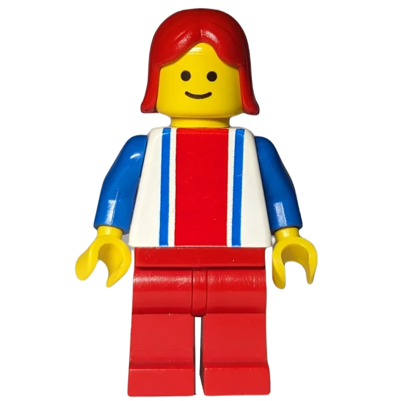 Woman, White Top with Large Red Stripe and 2… — minifigurine LEGO | Brick Broker