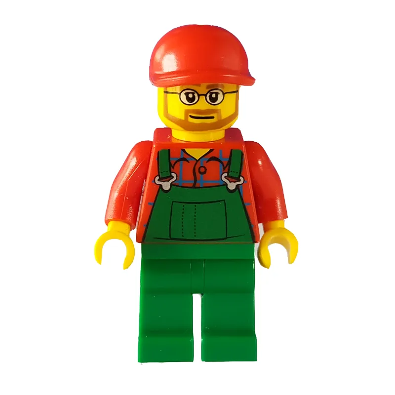 Man, Green Overalls over Red Shirt, Red Cap,… — minifigurine LEGO | Brick Broker