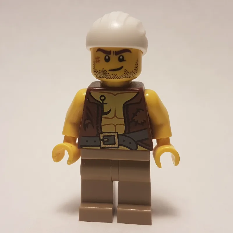 Pirate - Anchor Tattoo, Dark Tan Legs, White… — minifigurine LEGO | Brick Broker