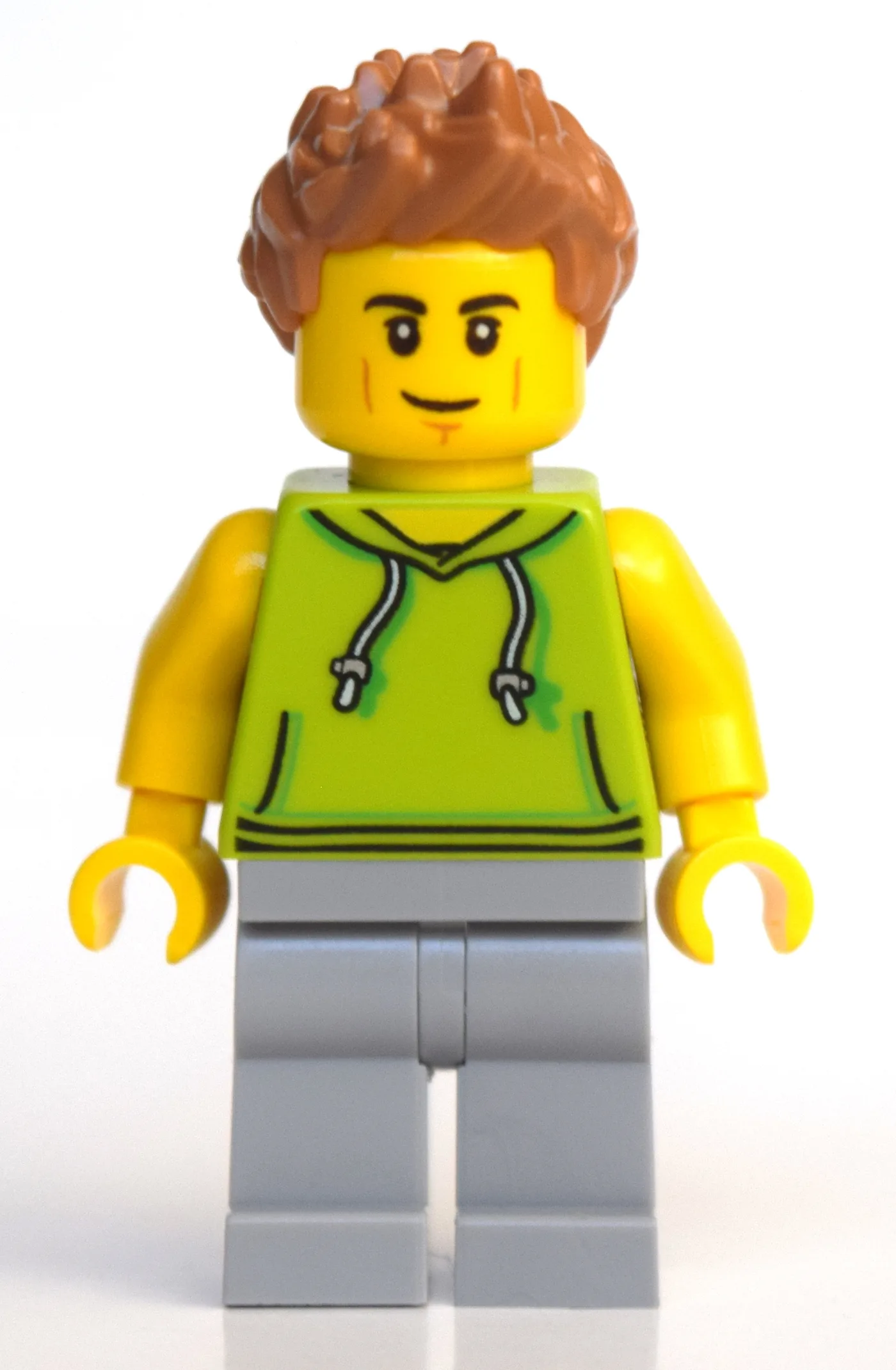 Man, Lime Hoodie, Light Bluish Gray Legs, Med… — minifigurine LEGO | Brick Broker