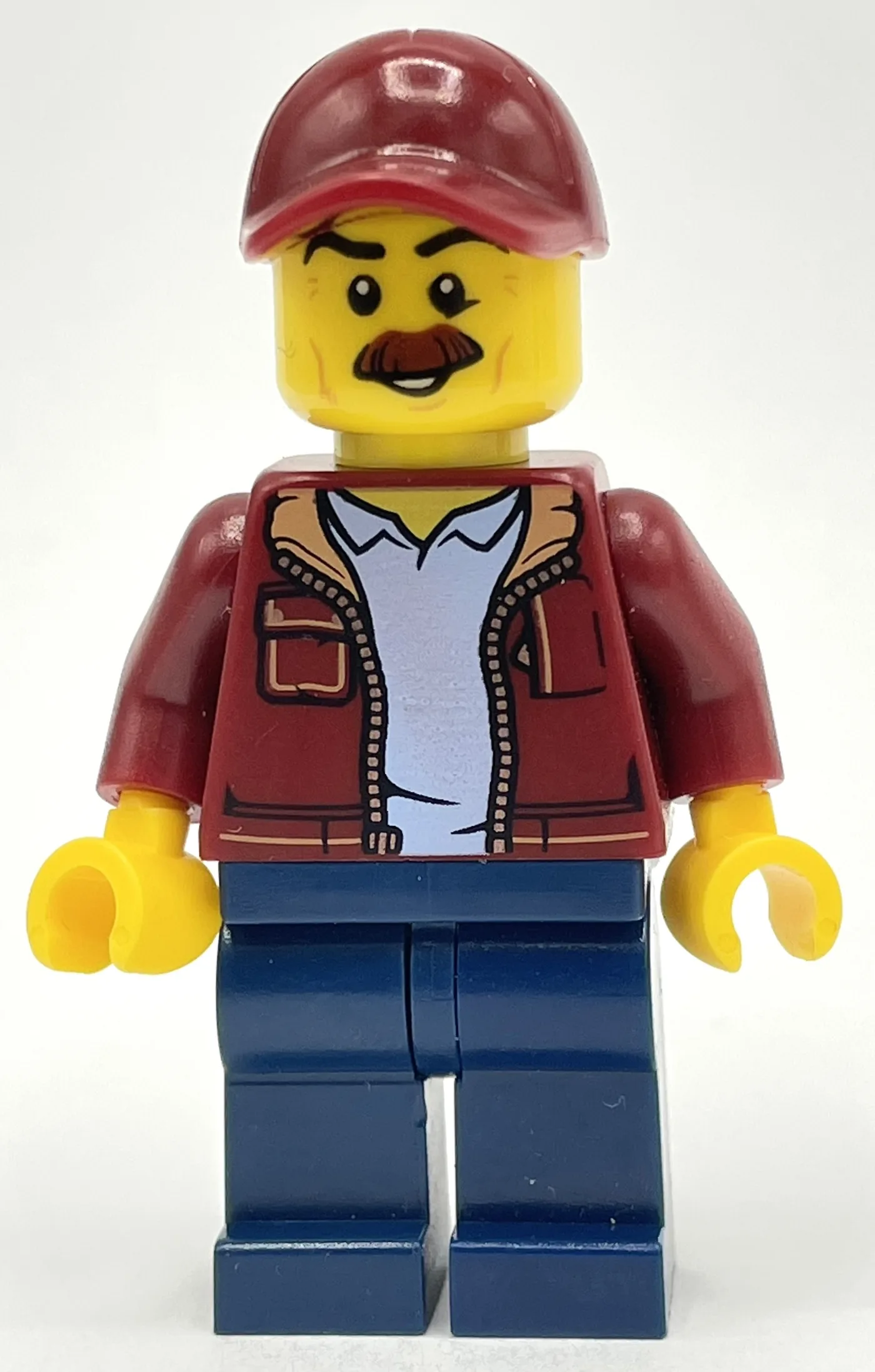 Man, Open Dark Red Jacket, Dark Blue Legs, Da… — minifigurine LEGO | Brick Broker