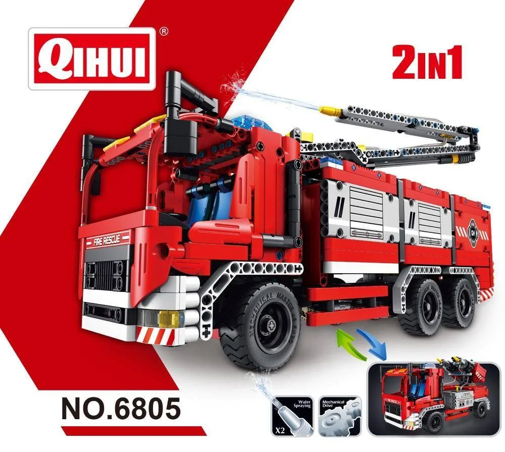 Qihui Camion de pompiers avec lanceur d'eau 2 en 1 (QIH-6805) - prix | Brick Broker