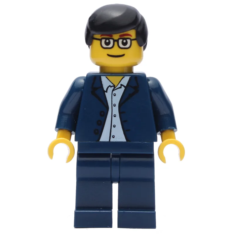Man, Dark Blue Suit, Black Hair, Glasses — minifigurine LEGO | Brick Broker