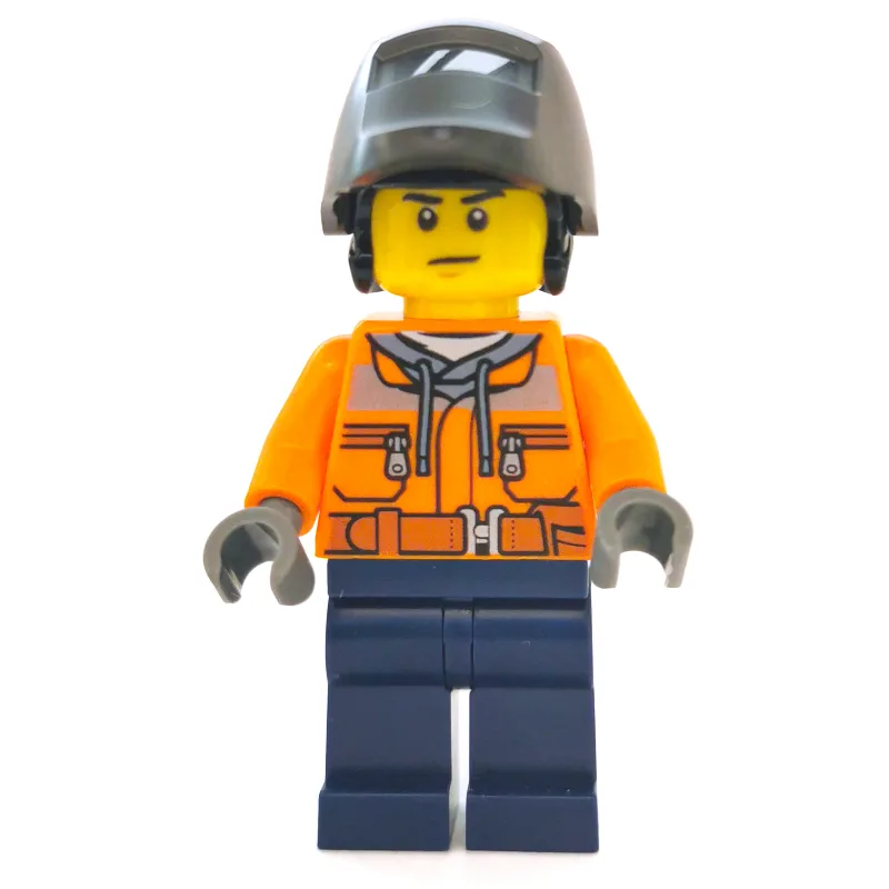 Construction Worker, Orange Jacket with Zippe… — minifigurine LEGO | Brick Broker