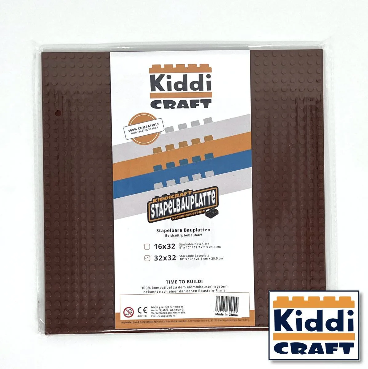 Kiddicraft Stackable Baseplate 32 x 32 - Braun (KID-KC32BNSA) - prix | Brick Broker