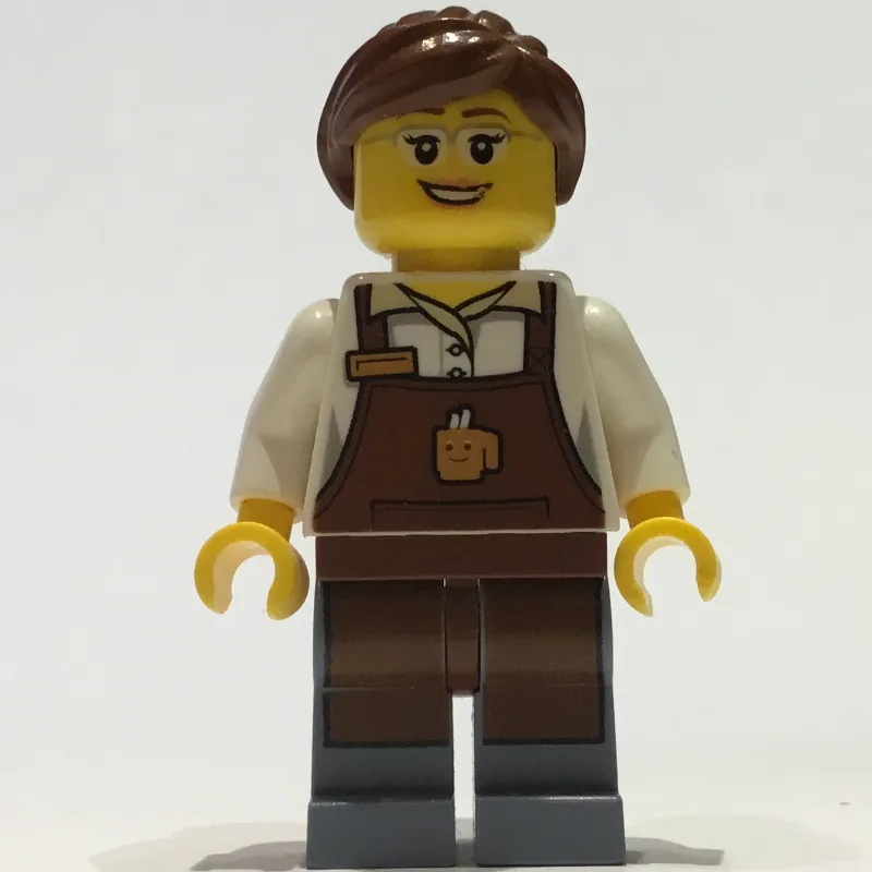 Barista, Woman, White Torso, Reddish Brown Ap… — minifigurine LEGO | Brick Broker