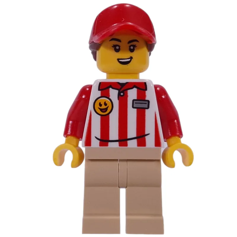 Hotdog Vender, Red/White Stripes Shirt, Tan L… — minifigurine LEGO | Brick Broker