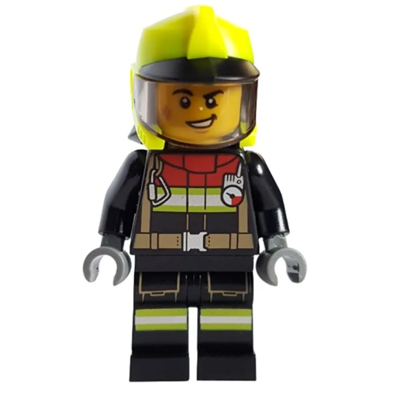 Firefighter, Black Fire Suit, Vibrant Yellow… — minifigurine LEGO | Brick Broker