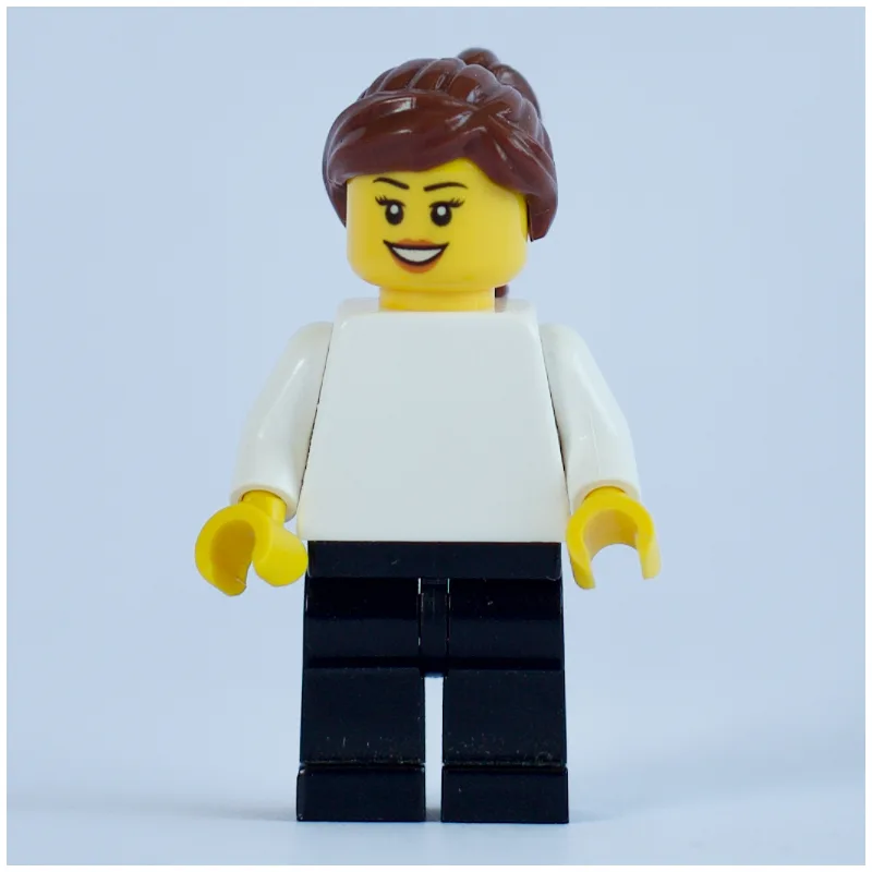 White Torso, Black Legs, Reddish Brown Hair,… — minifigurine LEGO | Brick Broker