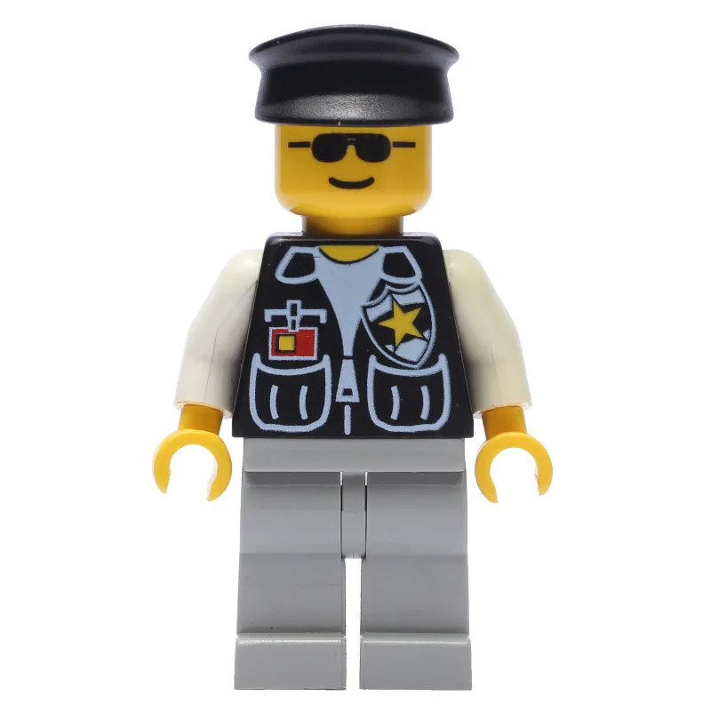 Police - Black vest, Light Gray Legs, Black H… — minifigurine LEGO | Brick Broker