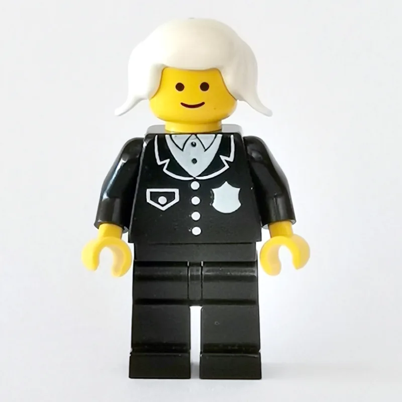 Policewoman, Black Suit with Badge, White Hair — minifigurine LEGO | Brick Broker