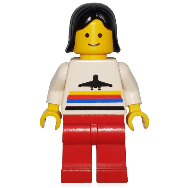 Woman, White Shirt with Airplane, Red Legs, B… — minifigurine LEGO | Brick Broker