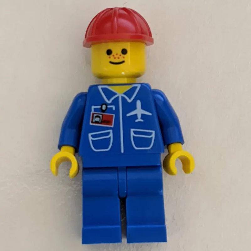 Ground Crew, Blue Jumpsuit with Plane and ID… — minifigurine LEGO | Brick Broker