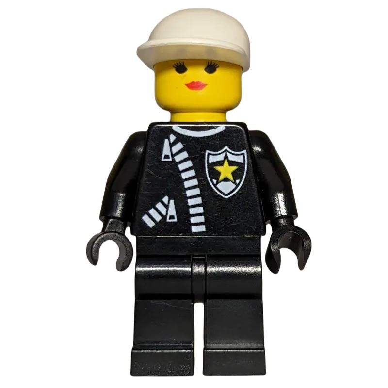 Policewoman, Black Jacket with Zipper and Bad… — minifigurine LEGO | Brick Broker