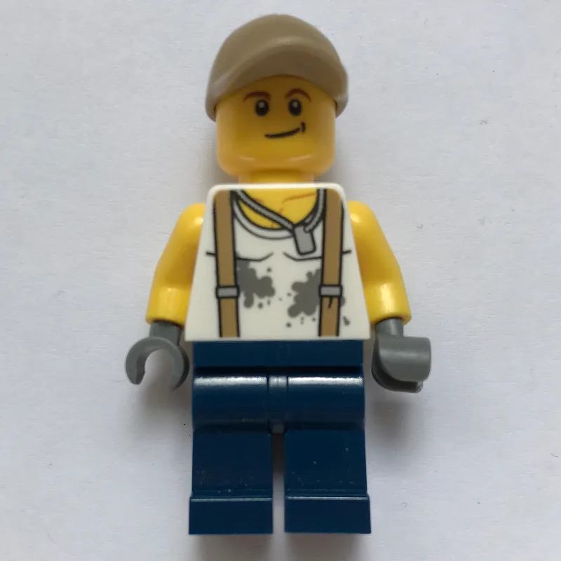 Mechanic, Dirty White Shirt with Suspenders,… — minifigurine LEGO | Brick Broker