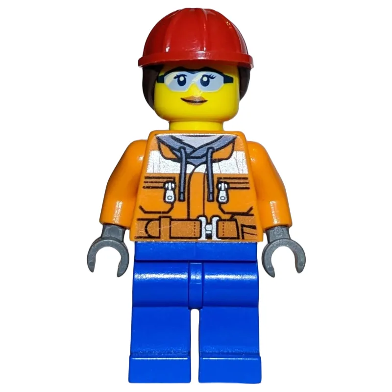 Construction Worker, Woman, Orange Safety Jac… — minifigurine LEGO | Brick Broker
