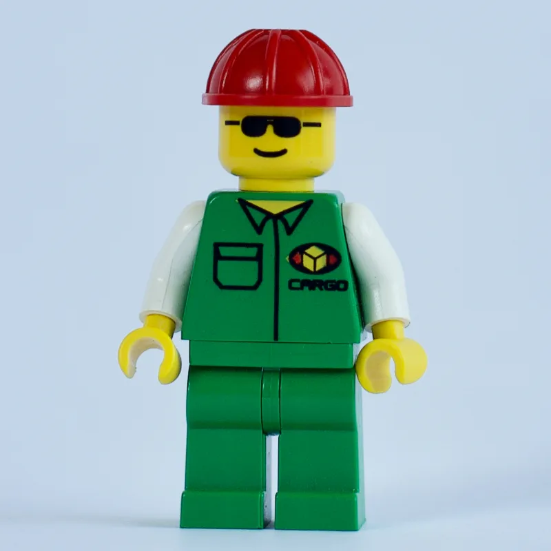 Cargo Worker, Green Jacket with Pocket, Red H… — minifigurine LEGO | Brick Broker