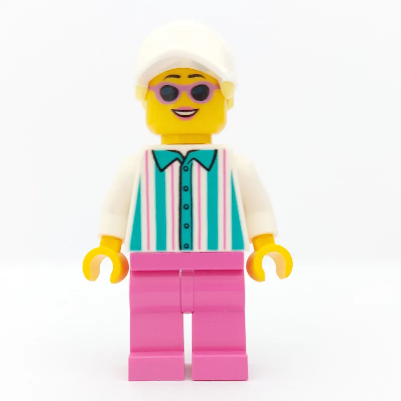 Woman, White and Dark Turquoise Striped Shirt… — minifigurine LEGO | Brick Broker