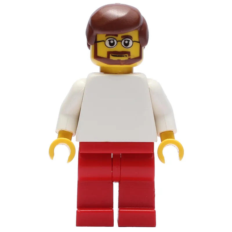 White Torso, Red Legs, Reddish Brown Hair — minifigurine LEGO | Brick Broker