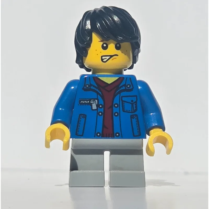 Kid - Blue Torso, Light Bluish Grey Legs, Bla… — minifigurine LEGO | Brick Broker