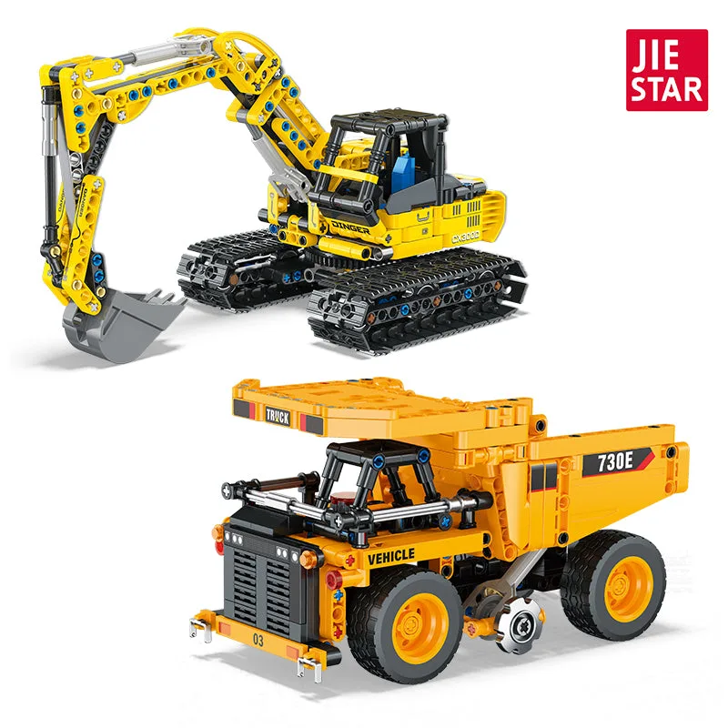 JIESTAR Pack de 2 ensembles de véhicules de chantier (JS-57017) - prix | Brick Broker