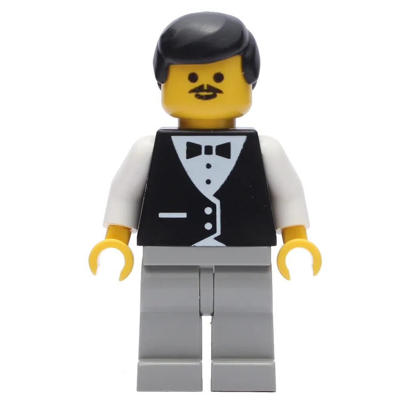 Waiter, Black Vest over White Shirt with Bow… — minifigurine LEGO | Brick Broker