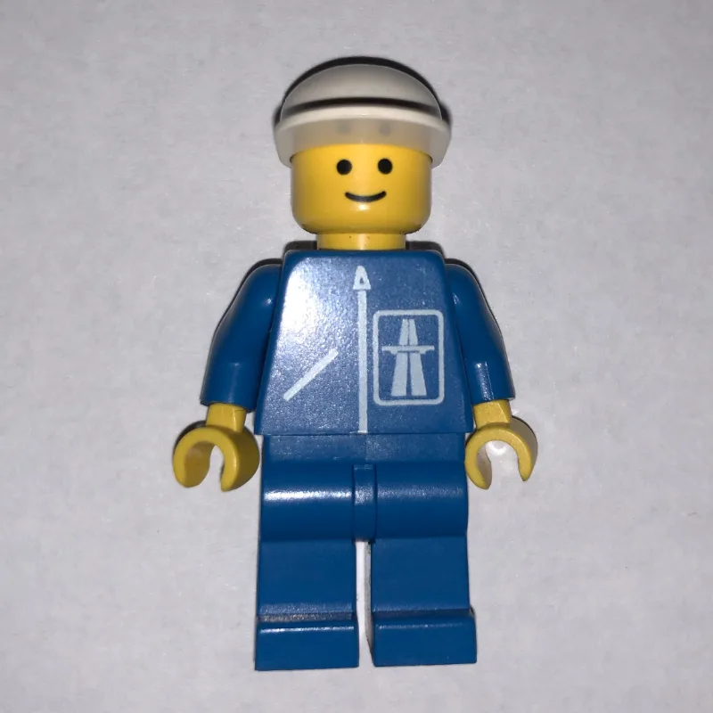 Man, Blue Jacket with Highway Logo, Blue Legs… — minifigurine LEGO | Brick Broker
