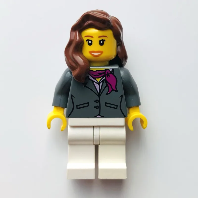 Woman, Dark Bluish Gray Jacket with Magenta S… — minifigurine LEGO | Brick Broker