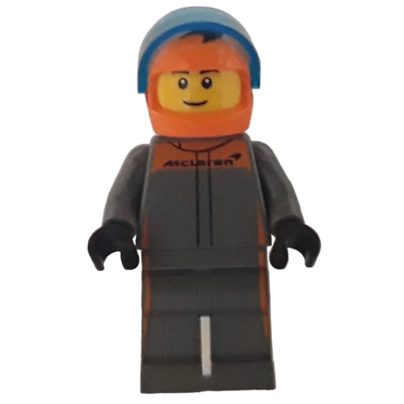 Race Driver - Dark Bluish Grey Racing Suit, O… — minifigurine LEGO | Brick Broker