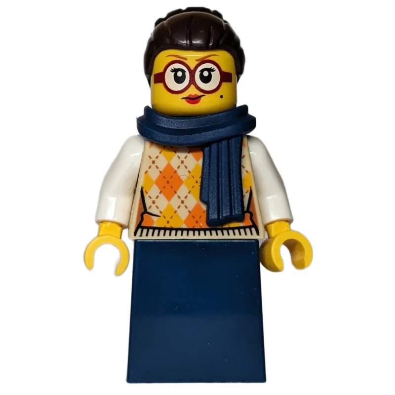 Woman, Tan Torso, Dark Blue Dress, Dark Brown… — minifigurine LEGO | Brick Broker