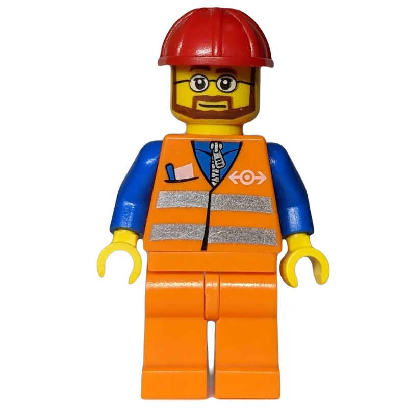 Worker - Orange Safety Vest, orange  Legs, Re… — minifigurine LEGO | Brick Broker