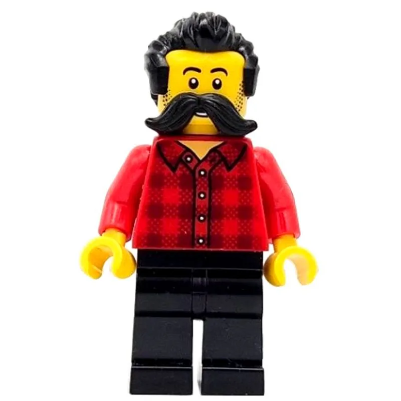 Train Worker, Red Torso, Black Legs, Black Ha… — minifigurine LEGO | Brick Broker