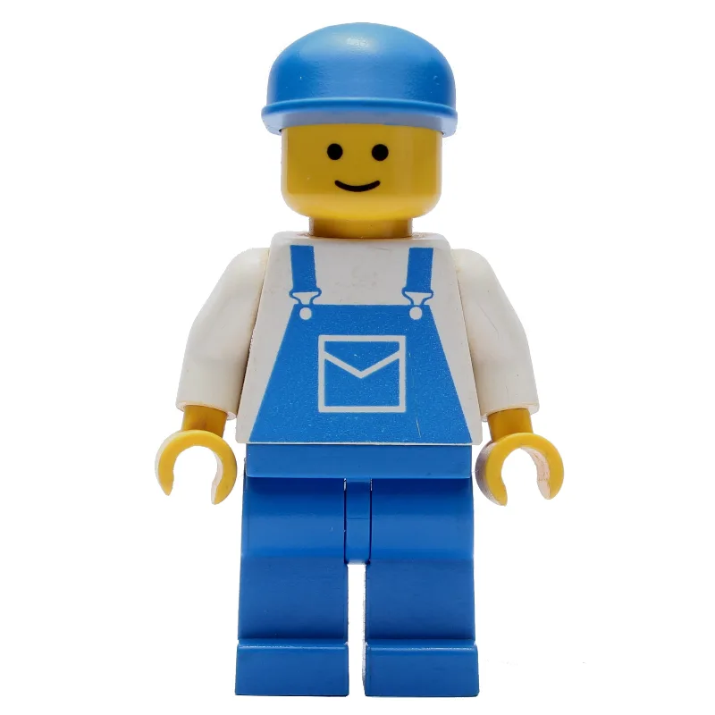 Man - White Torso, Blue Overall, Blue Cap - 3… — minifigurine LEGO | Brick Broker