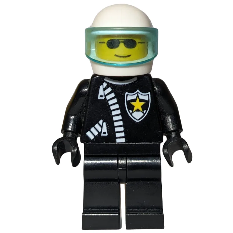 Policeman, Black Jacket with Zipper and Badge… — minifigurine LEGO | Brick Broker
