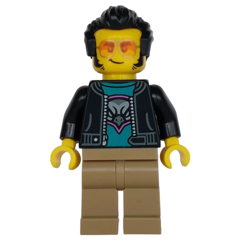 Man, Black Jacket, Dark Tan Legs, Sunglasses — minifigurine LEGO | Brick Broker