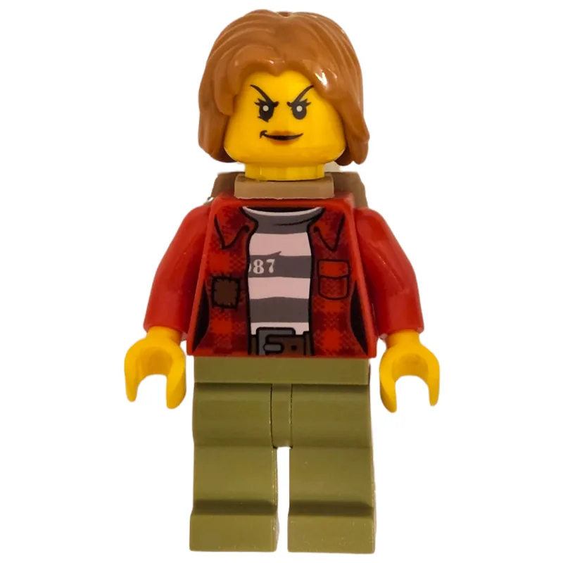 Criminal, Woman, Open Red Flannel Shirt over… — minifigurine LEGO | Brick Broker