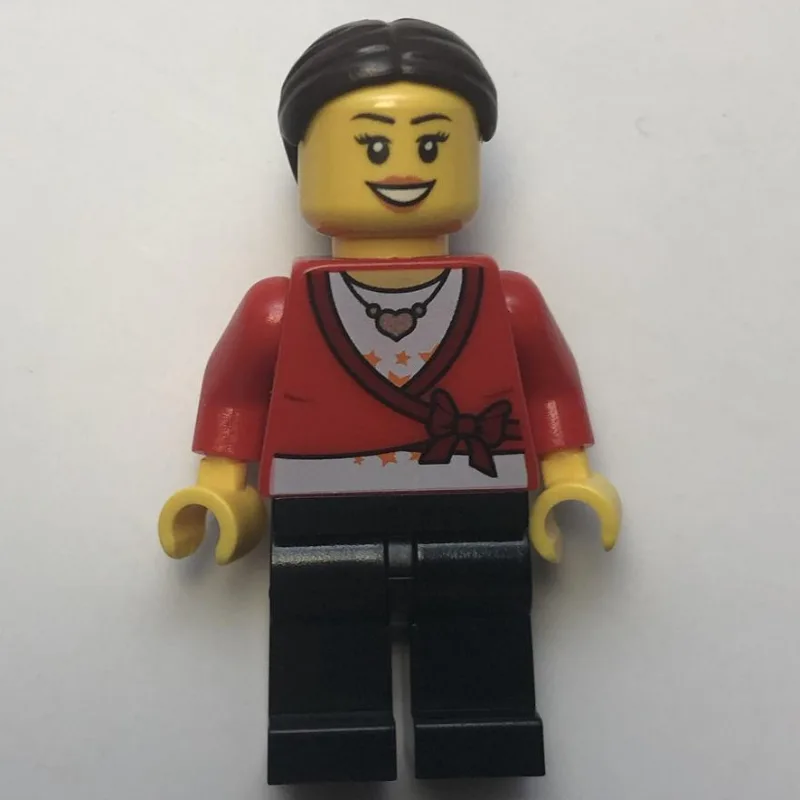 Woman, Cardigan Tied with Bow and Necklace, B… — minifigurine LEGO | Brick Broker