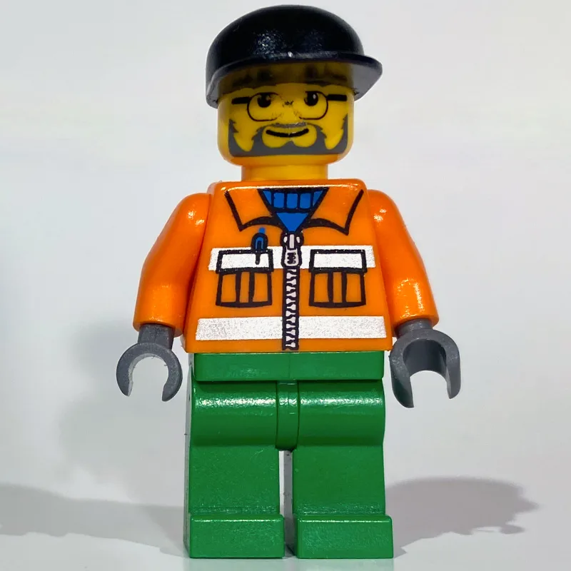 Construction Worker, Orange Jacket with Zippe… — minifigurine LEGO | Brick Broker