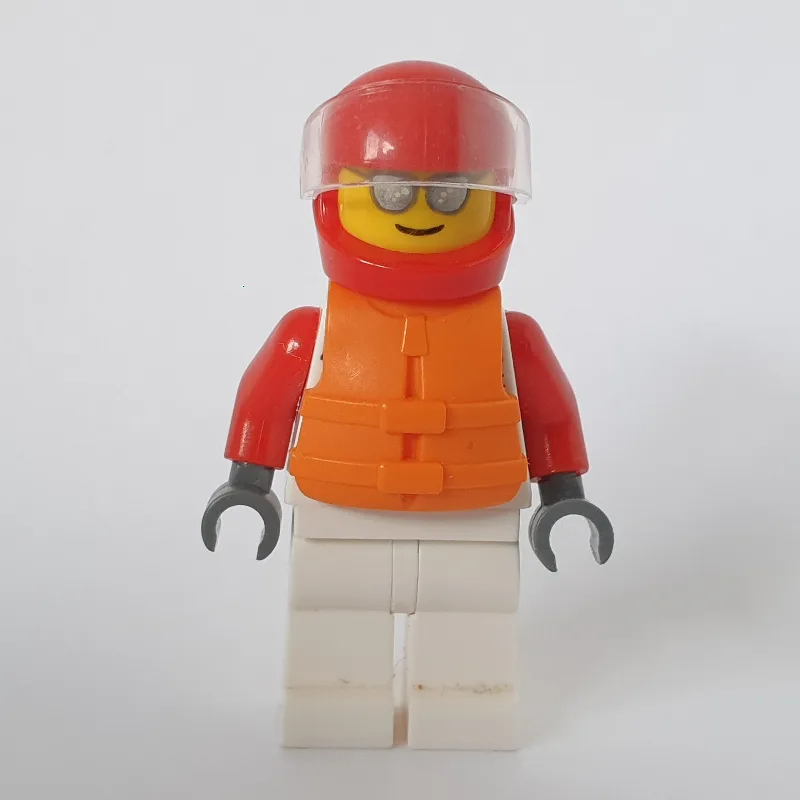 Racer, White and Red Jumpsuit, Red Helmet wit… — minifigurine LEGO | Brick Broker
