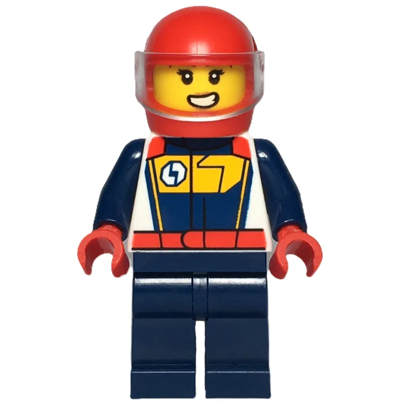 Race Driver, Dark Blue and White Racing Suit,… — minifigurine LEGO | Brick Broker
