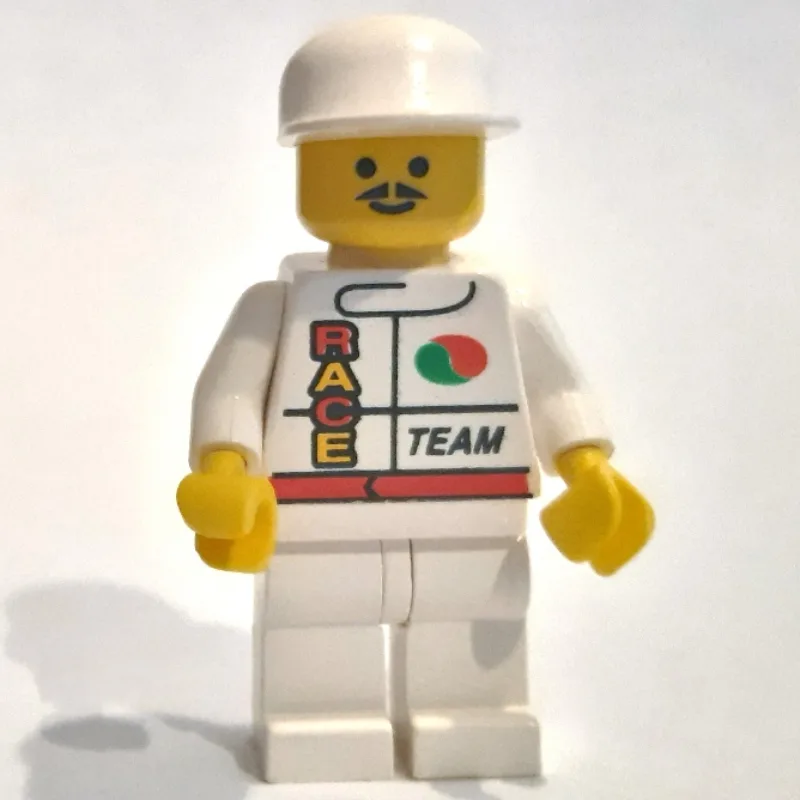 Racer, White Jacket with Octan Logo and 'RACE… — minifigurine LEGO | Brick Broker