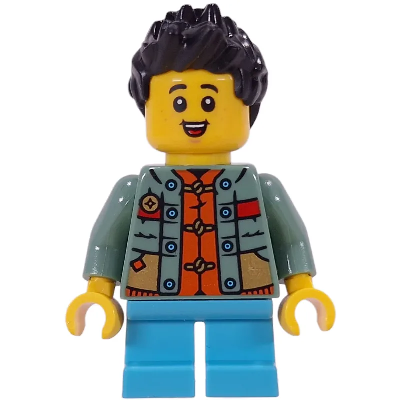 Kid, Sand Green Torso, Medium Azure Legs, Bla… — minifigurine LEGO | Brick Broker
