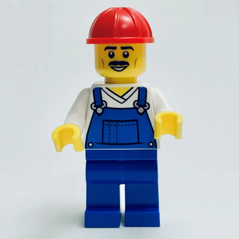 Construction Worker, Blue Overalls, Red Hard… — minifigurine LEGO | Brick Broker