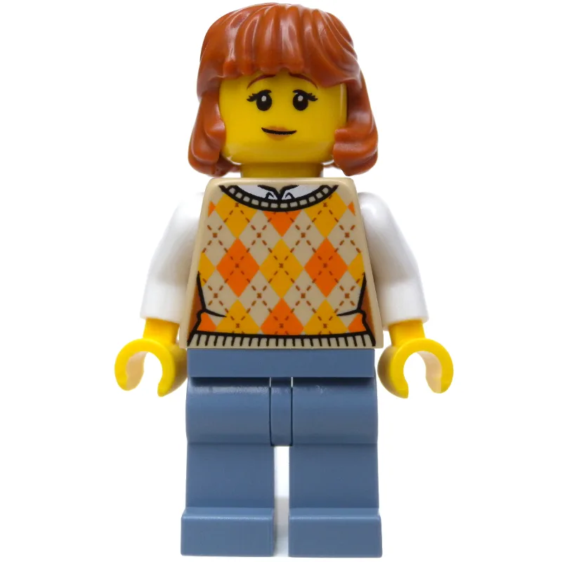 Tan Torso, Sand Blue Legs, Dark Orange Hair — minifigurine LEGO | Brick Broker