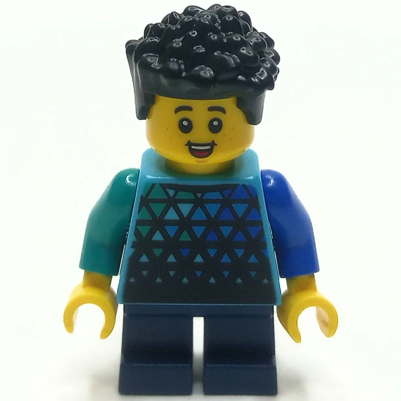 Boy, Medium Azure Torso, Dark Blue Legs — minifigurine LEGO | Brick Broker
