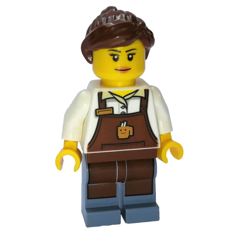 Barista, Woman, White Torso, Reddish Brown Ap… — minifigurine LEGO | Brick Broker